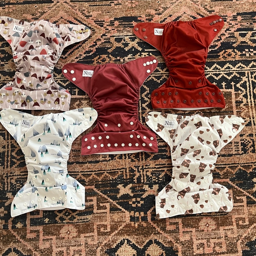 Nora’s Nursery Cloth Diapers with Bamboo Inserts - Forrest Explorer Set